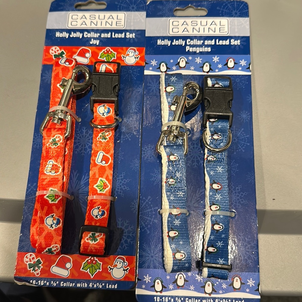 Two leash and collar sets for Christmas pet canteen